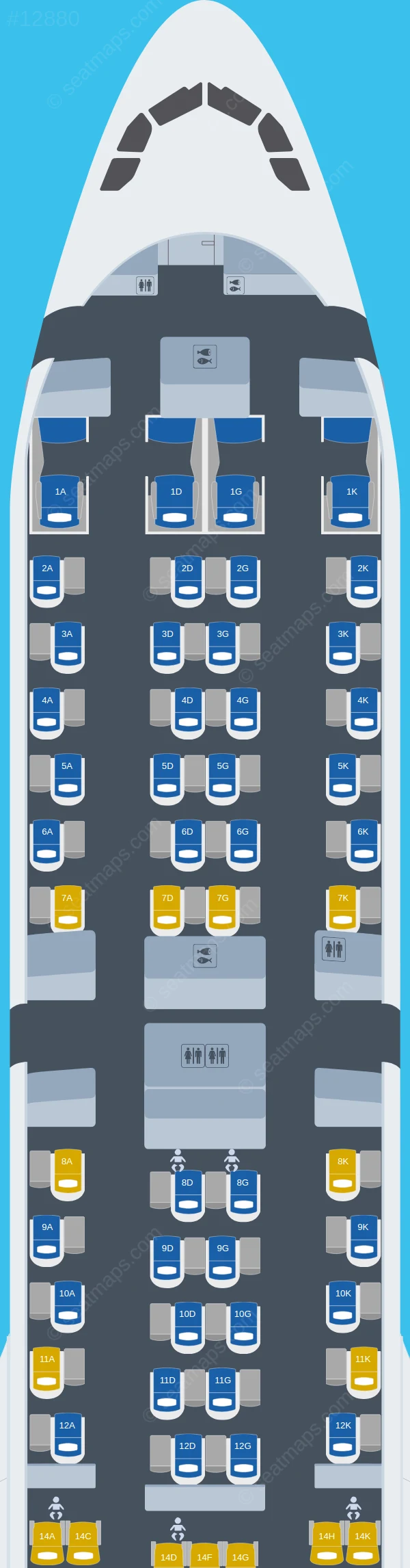 Air Côte d'Ivoire Airbus A330-900neo seatmap preview