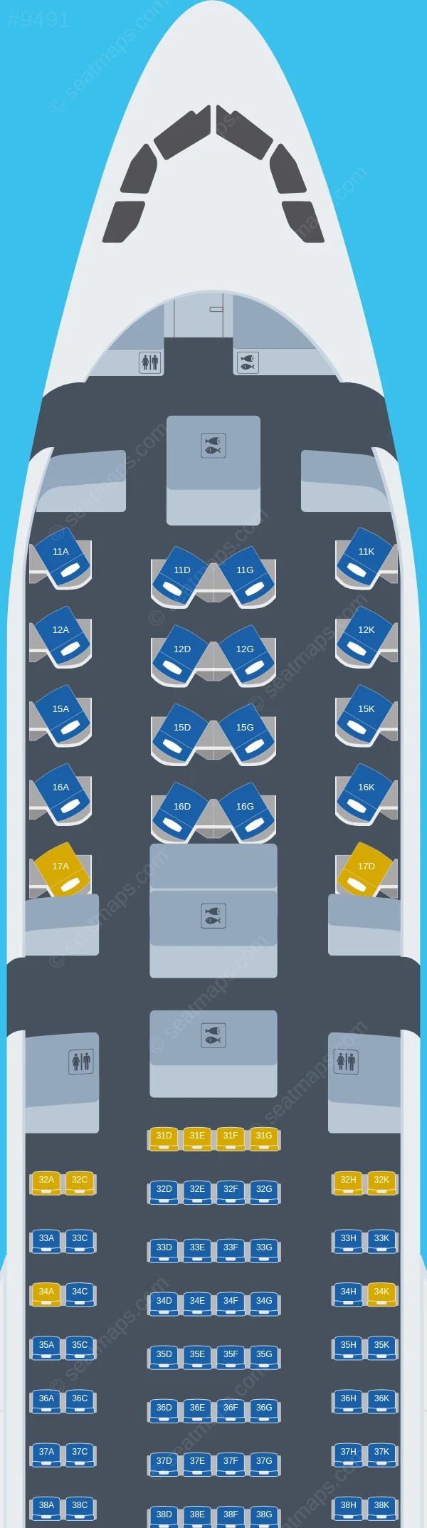 Capital Airlines (Beijing) Airbus A330-200 V.2 seatmap preview