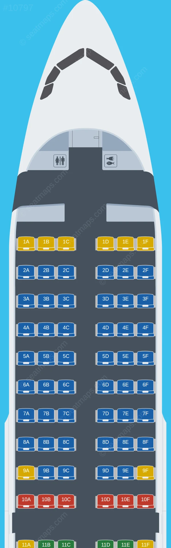 FlyOne Airbus A319-100 seatmap preview