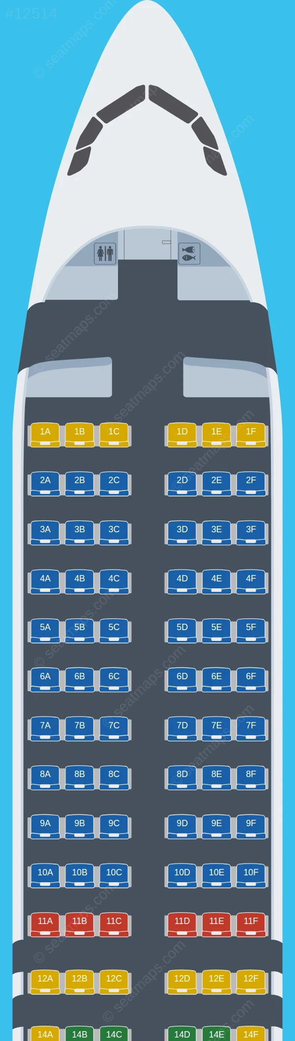 Air India Airbus A320neo V.2 seatmap preview