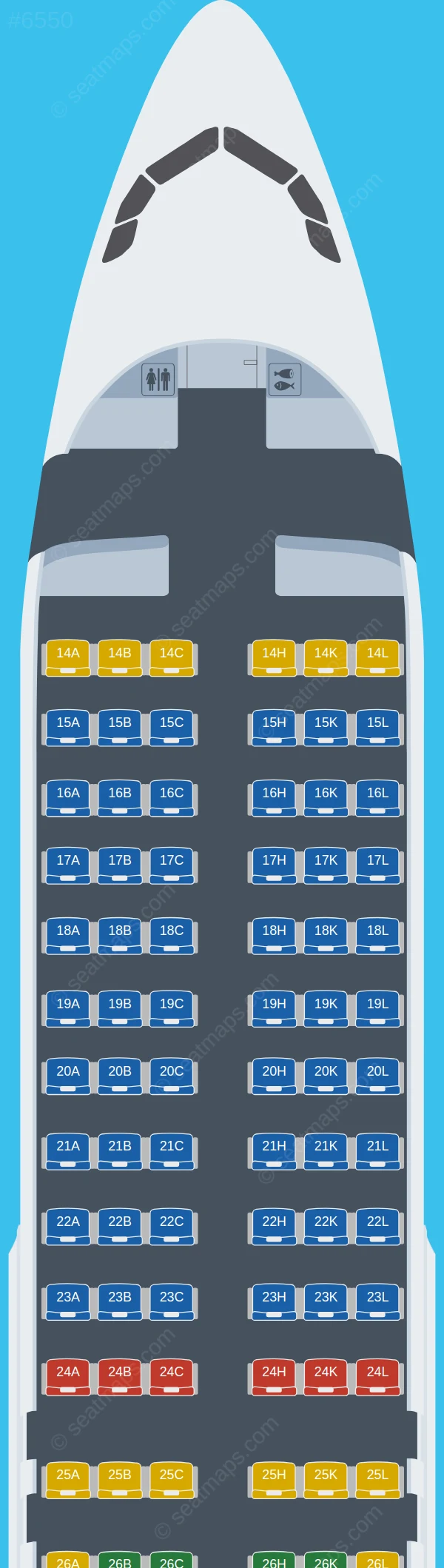AZAL Azerbaijan Airlines Airbus A320-200 V.2 seatmap preview