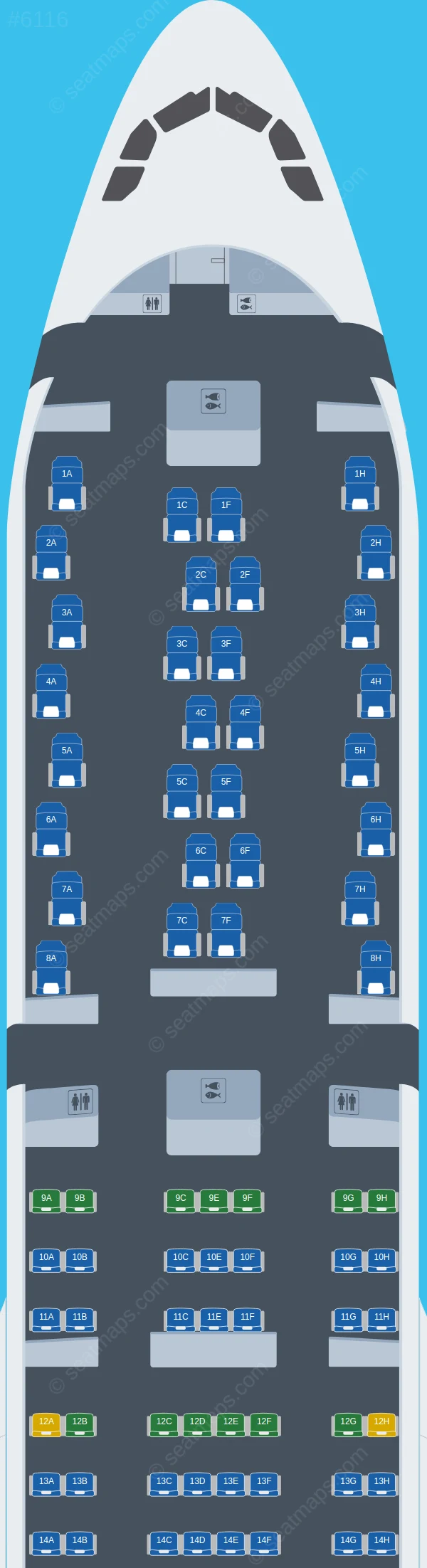 RwandAir Airbus A330-300 seatmap preview