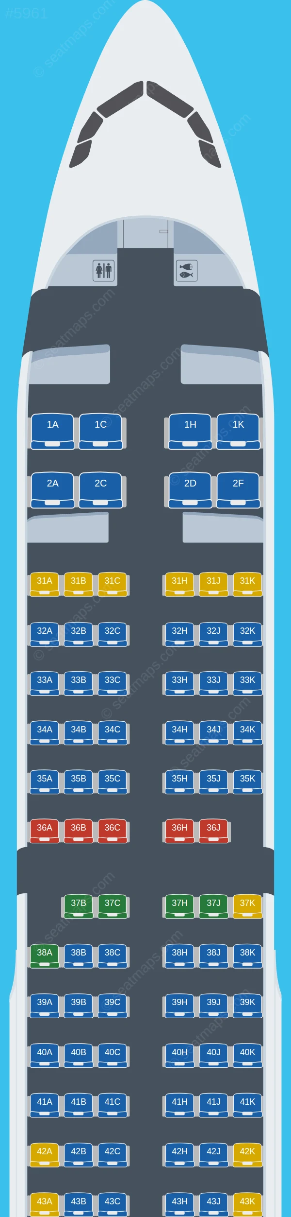 Juneyao Air Airbus A321-200 seatmap preview