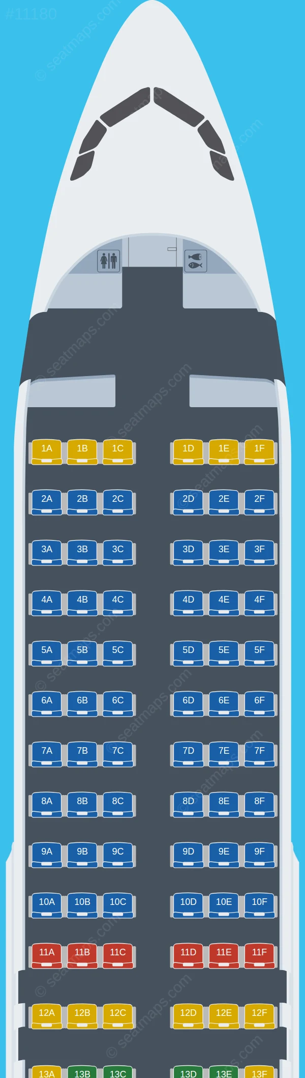 Bul Air Airbus A320-200 seatmap preview