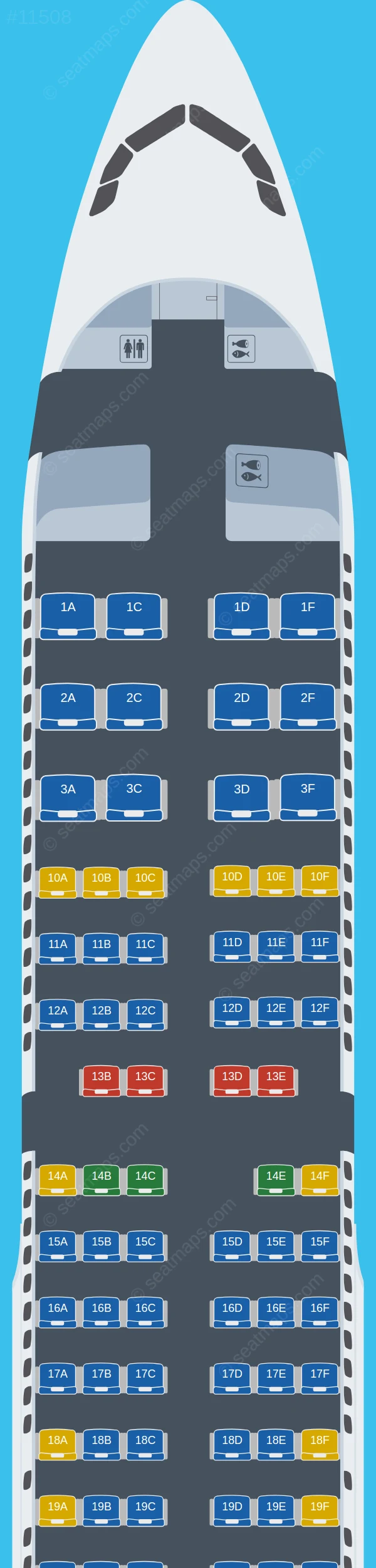 Global Crossing Airlines Airbus A321-200 V.2 seatmap preview