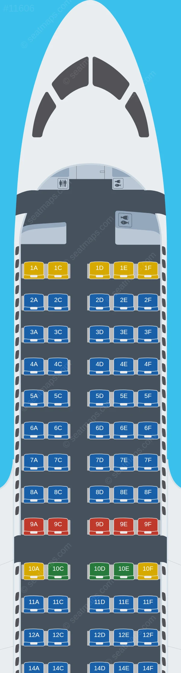 ITA Airways Airbus A220-100 seatmap preview