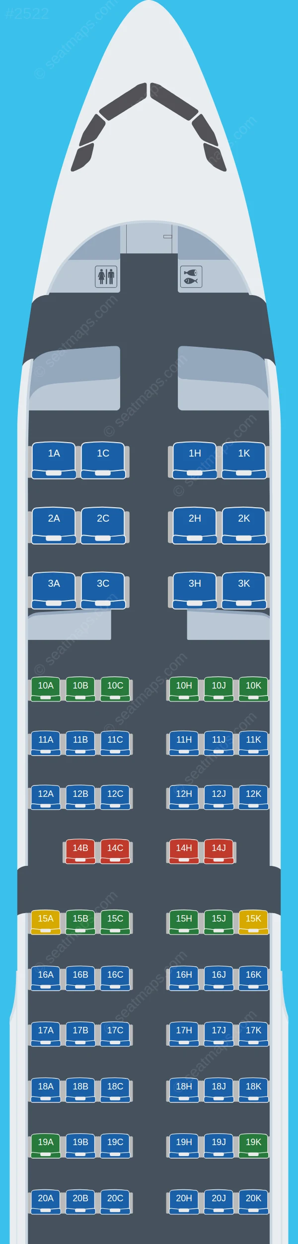 Asiana Airlines Airbus A321-200 old seatmap preview
