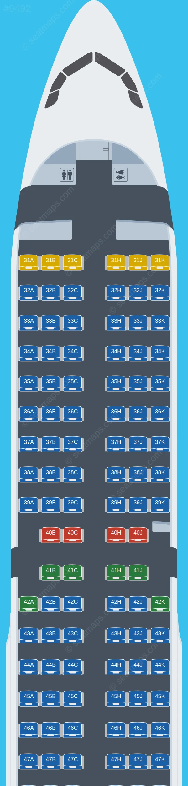 Capital Airlines (Beijing) Airbus A321-200 V.2 seatmap preview