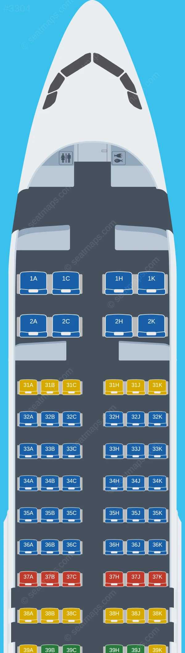 Juneyao Air Airbus A320-200 seatmap preview