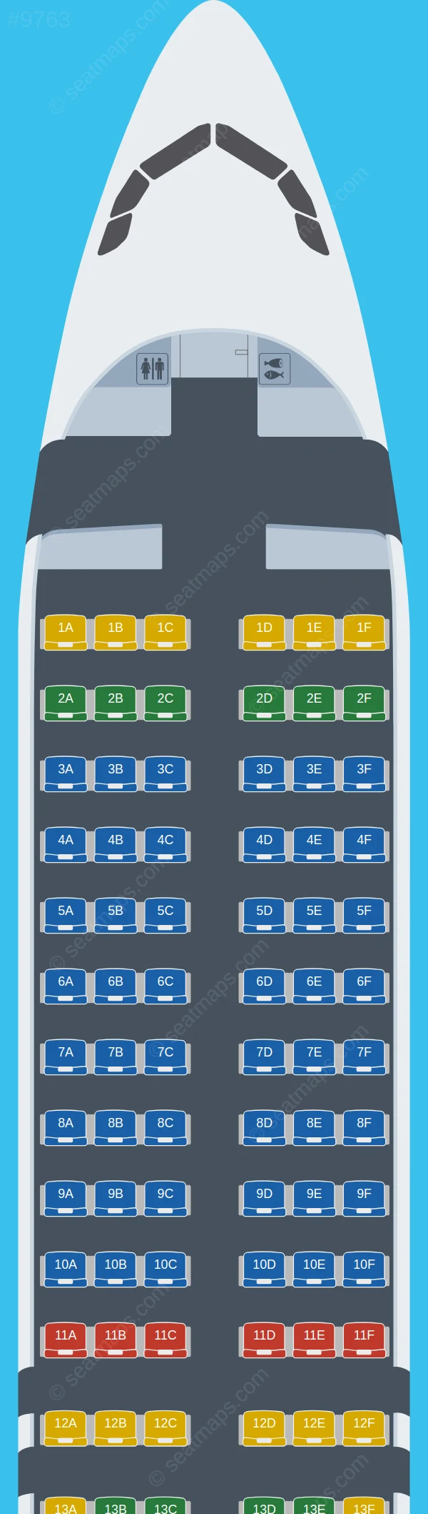 Spring Airlines Airbus A320neo seatmap preview