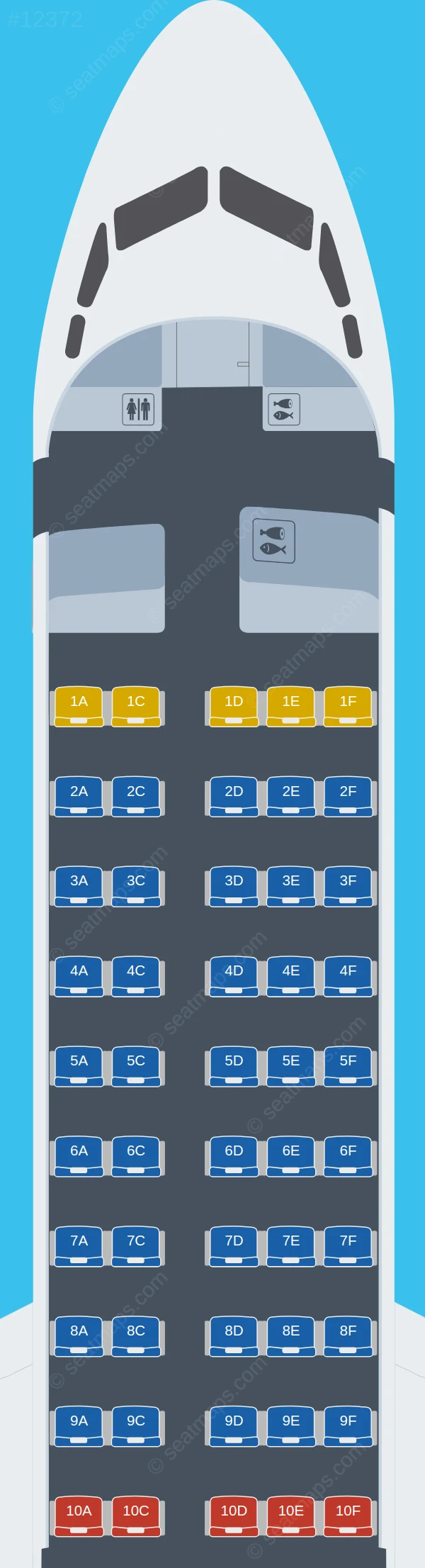 Skyward Airlines Fokker 70 seatmap preview