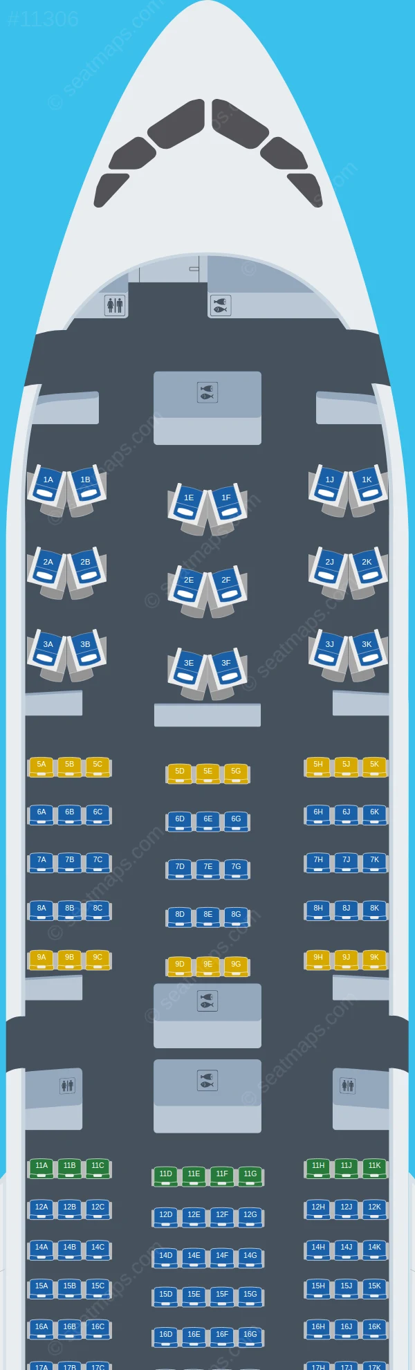 Air Caraibes Atlantique Airbus A350-900 seatmap preview