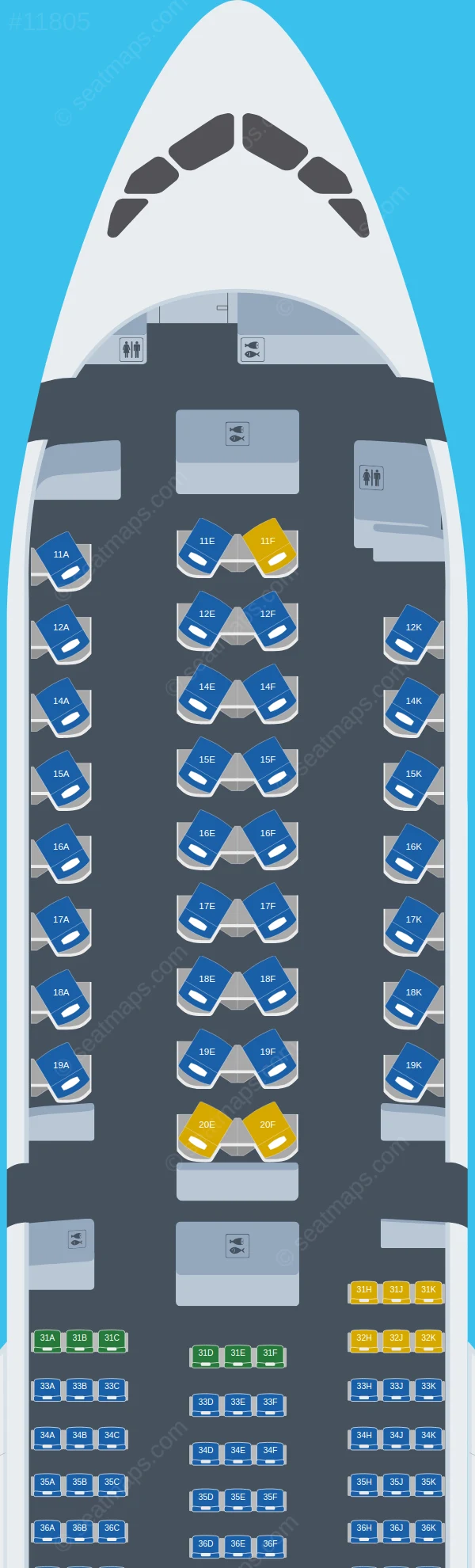 Thai Airways International Airbus A350-900 V.2 seatmap preview