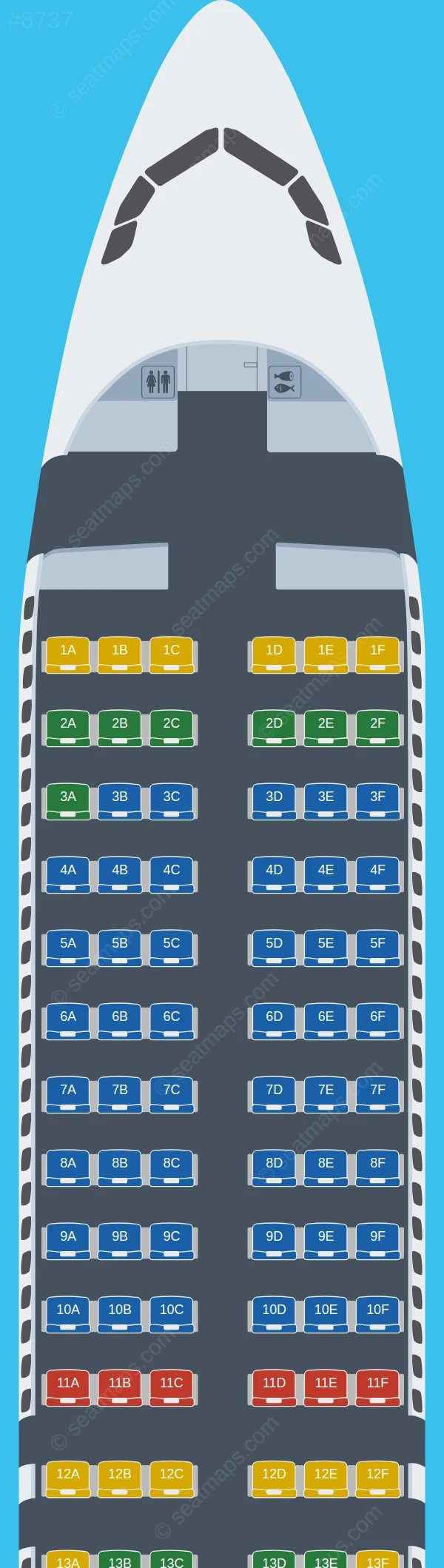 Sky Airline Airbus A320neo seatmap preview