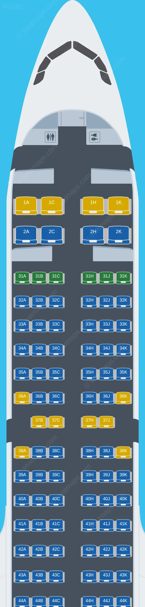 Sichuan Airlines Airbus A321neo seatmap preview