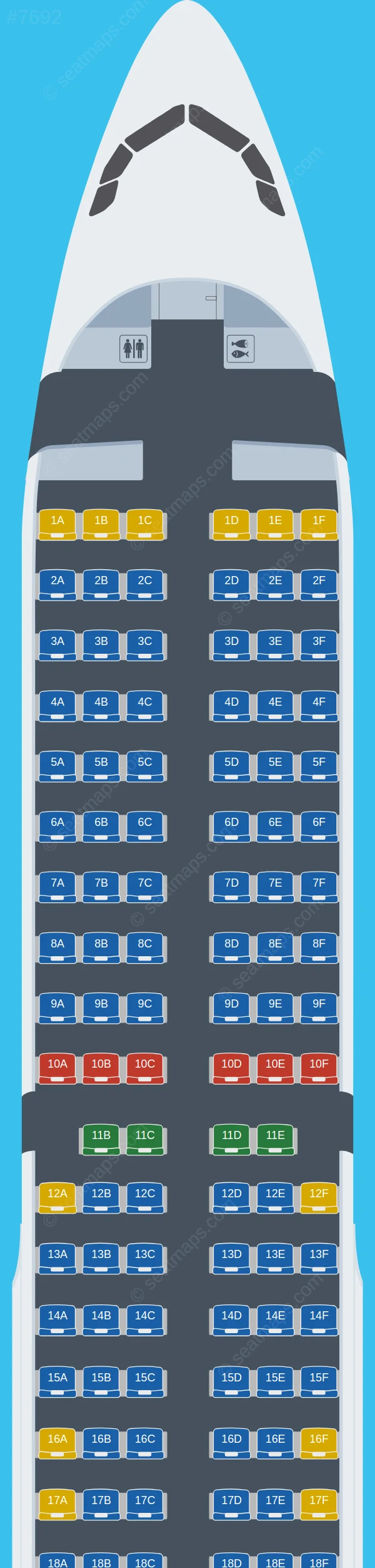 Jetstar Airways Airbus A321-200 V.1 seatmap preview