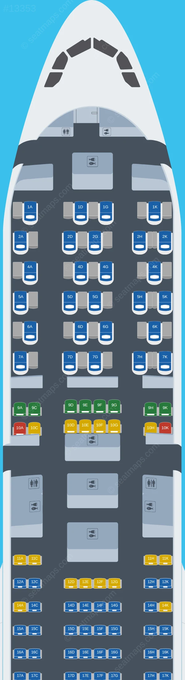 EuroAtlantic Airways Airbus A330-300 seatmap preview