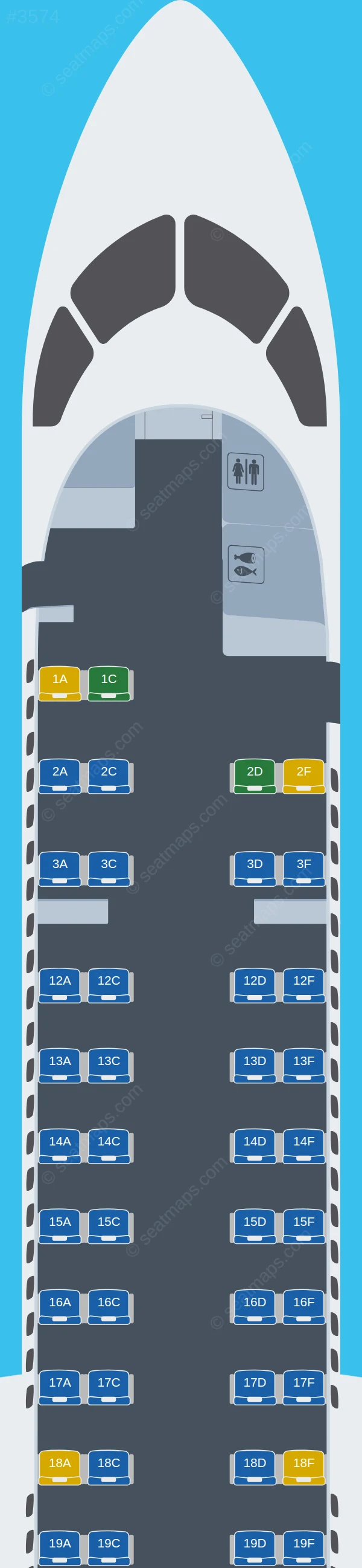 Arik Air De Havilland Q400 seatmap preview