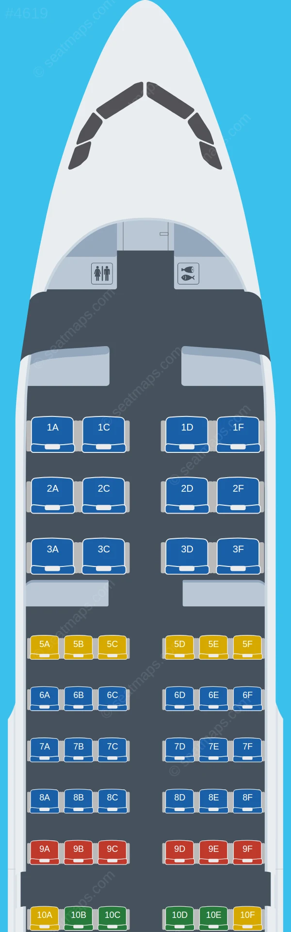 Chengdu Airlines Airbus A319-100 V.2 seatmap preview