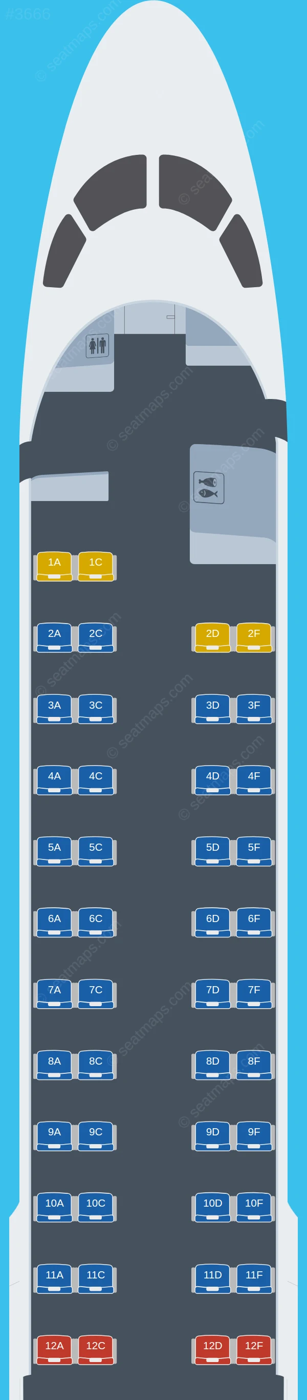 Tianjin Airlines Embraer E190 seatmap preview