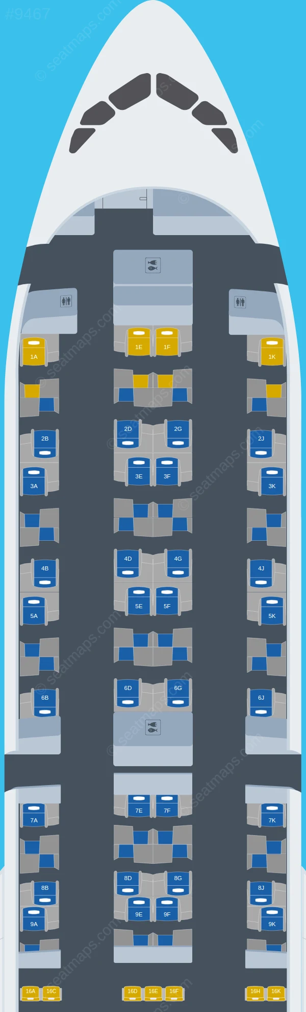 Qatar Airways Airbus A350-900 V.2 seatmap preview