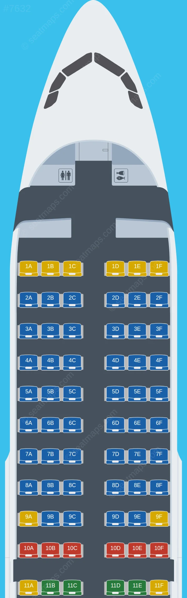 Chair Airlines Airbus A319-100 seatmap preview