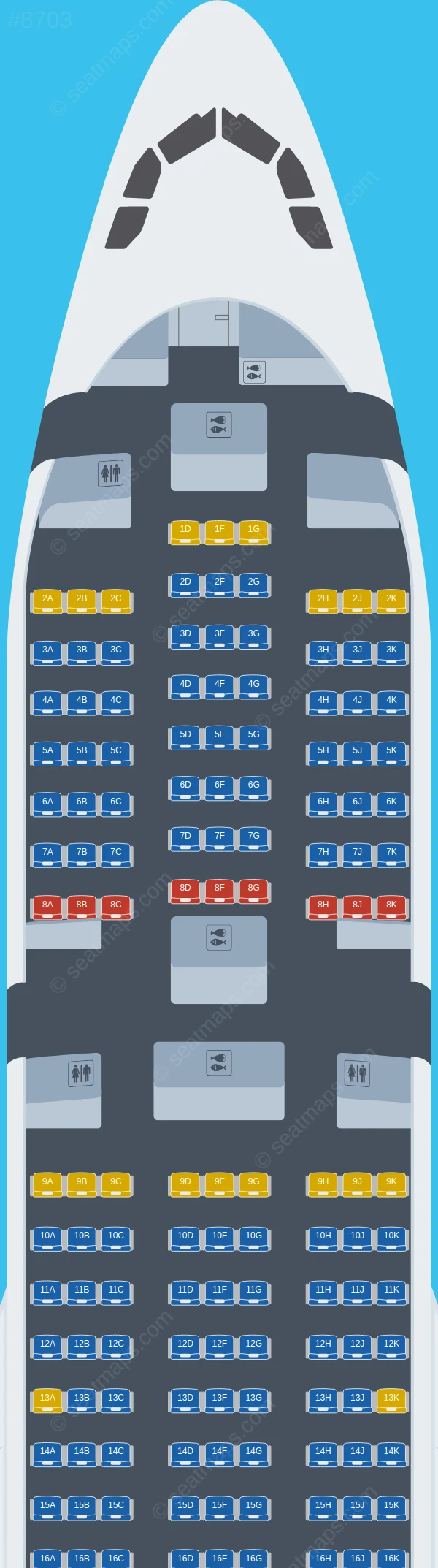 iFly Airlines Airbus A330-200 V.5 seatmap preview