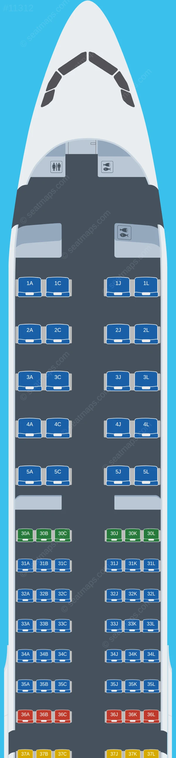 Saudia Airbus A321neo LR seatmap preview