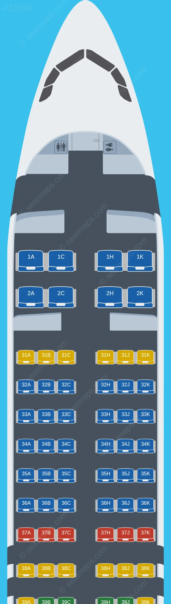 Hainan Airlines Airbus A320neo V.2 seatmap preview
