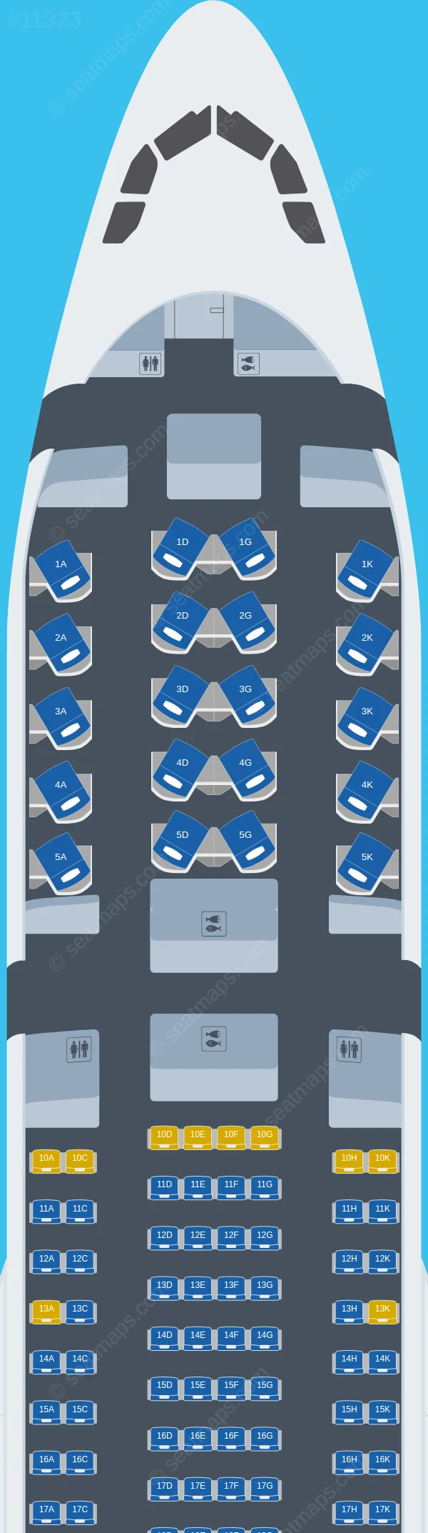 Privilege Style Airbus A330-200 seatmap preview