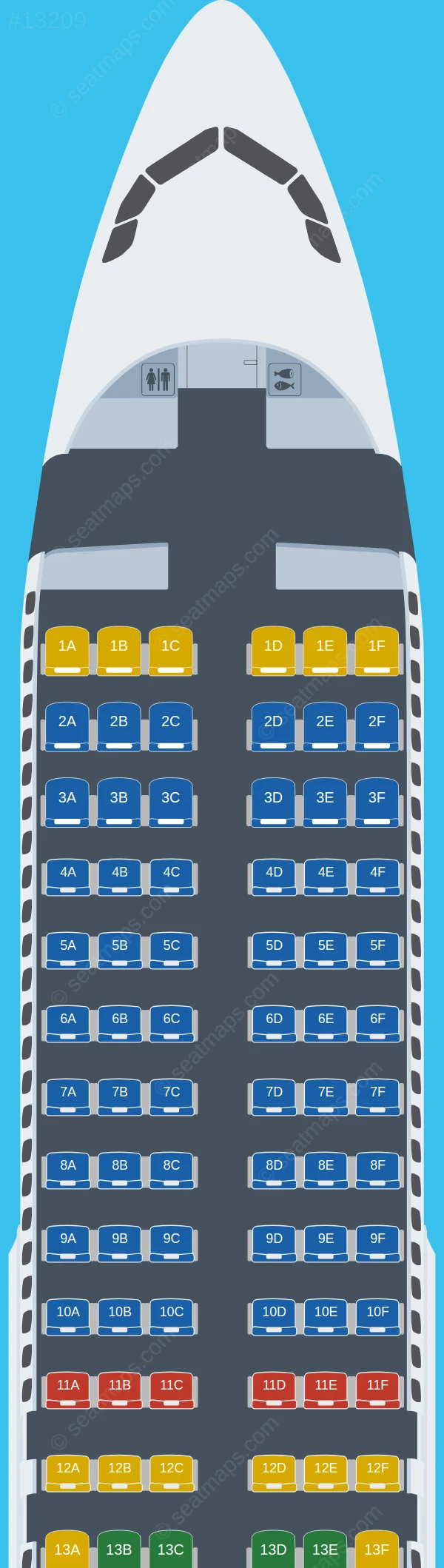 Global Crossing Airlines Airbus A320-200 V.5 seatmap preview