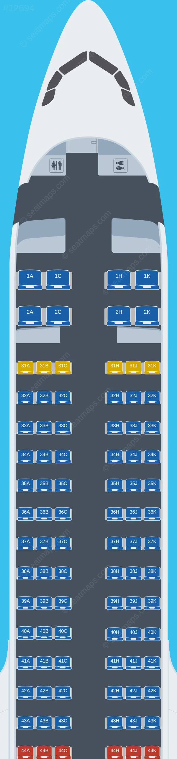Hainan Airlines Airbus A321neo seatmap preview