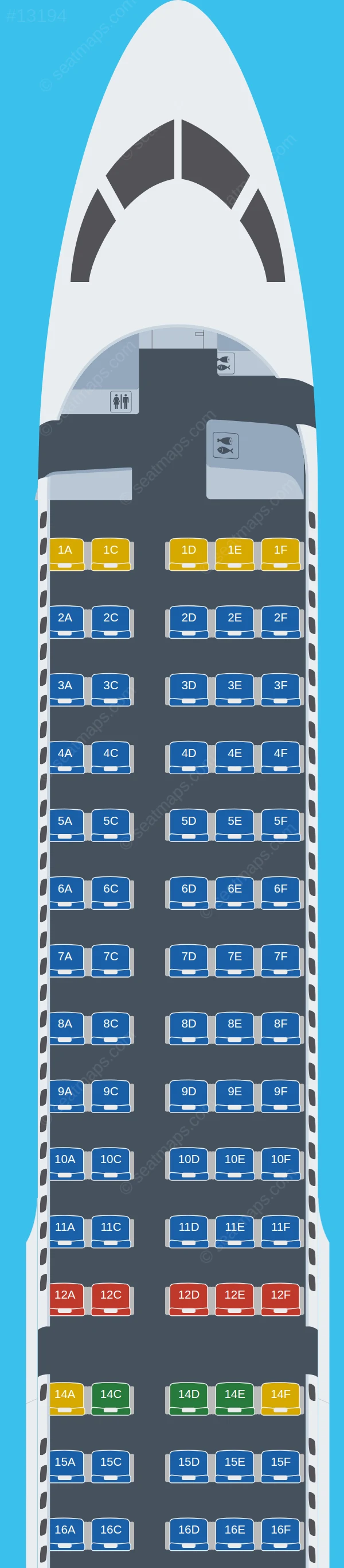 Animawings Airbus A220-300 V.2 seatmap preview