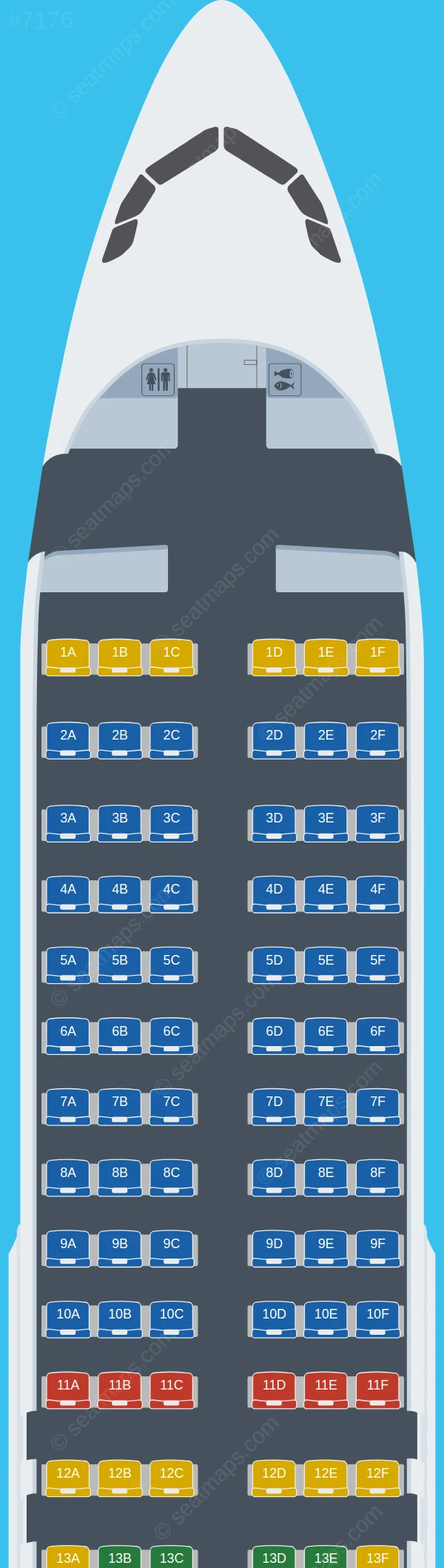 West Air Airbus A320-200 V.1 seatmap preview