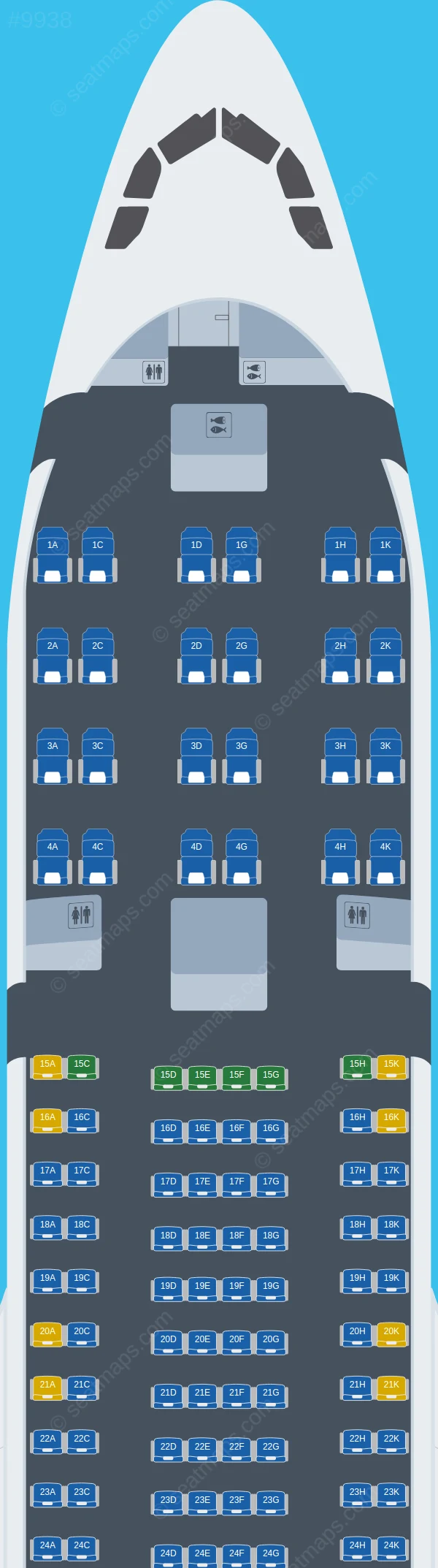 flyCAA Airbus A330-200 seatmap preview