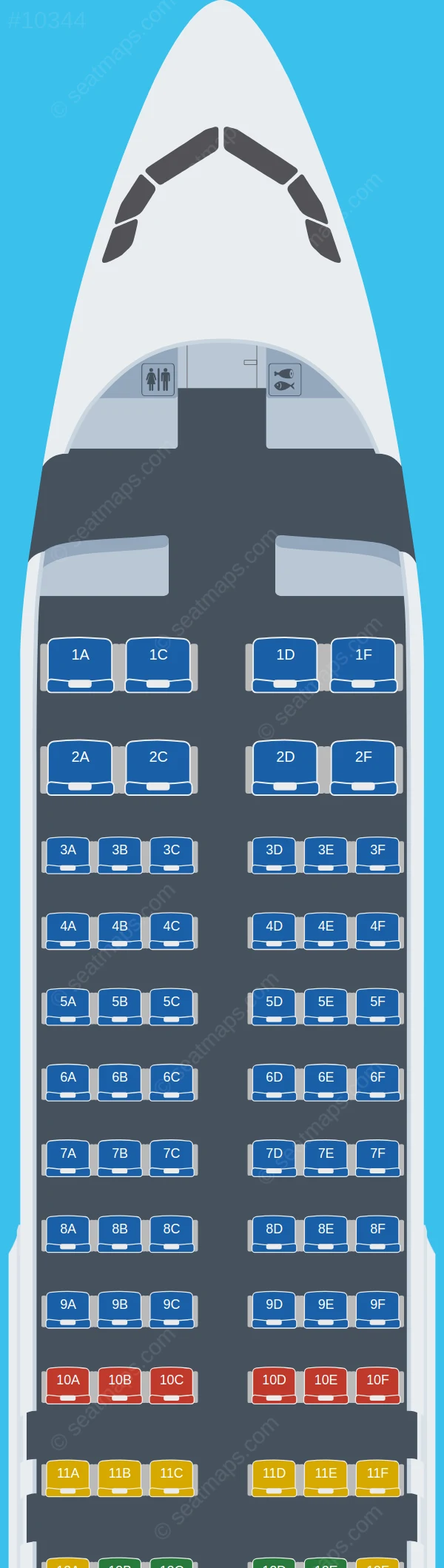 Myanmar Airways International Airbus A320-200 V.1 seatmap preview