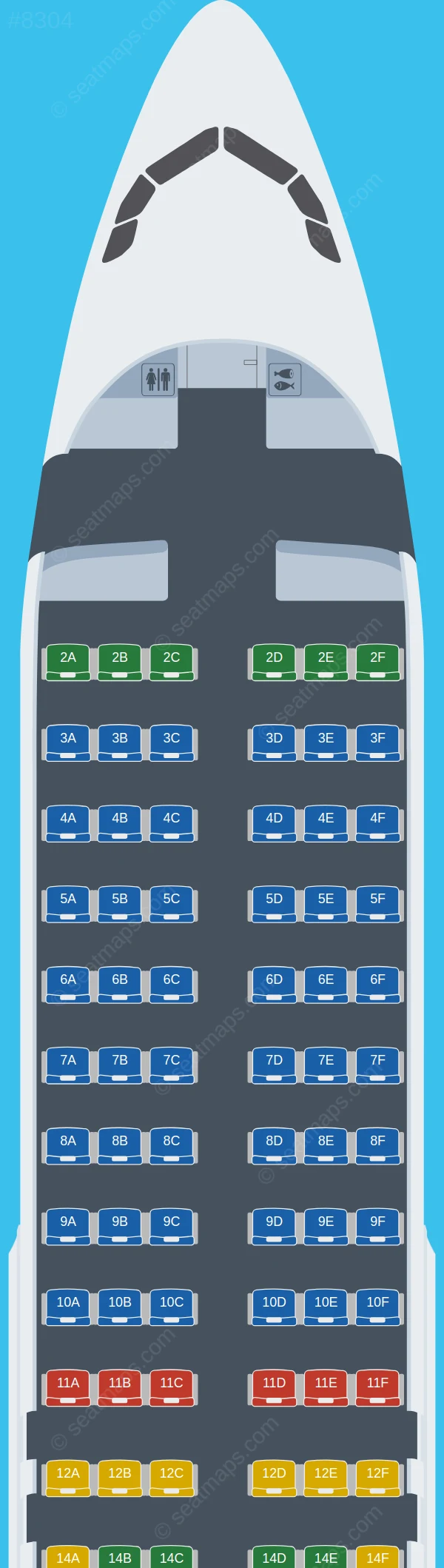 Fly2Sky Airbus A320-200 V.2 seatmap preview