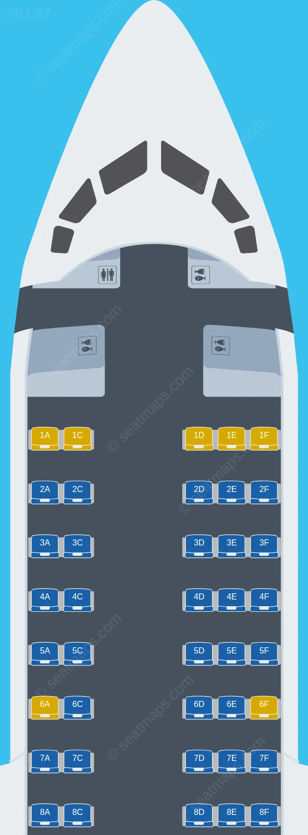 Aerovías DAP Avro RJ100 seatmap preview