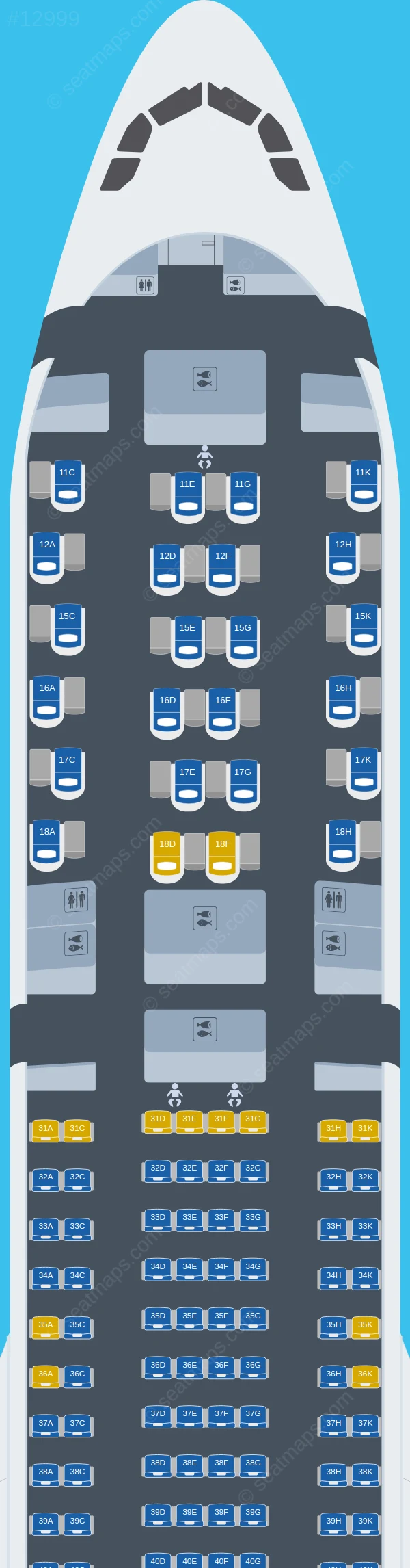 Hainan Airlines Airbus A330-900neo seatmap preview