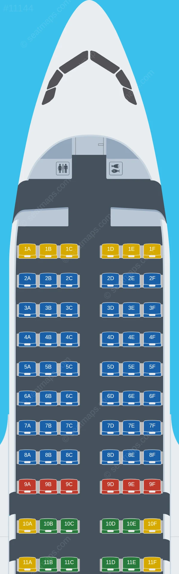 IrAero Airbus A319-100 seatmap preview