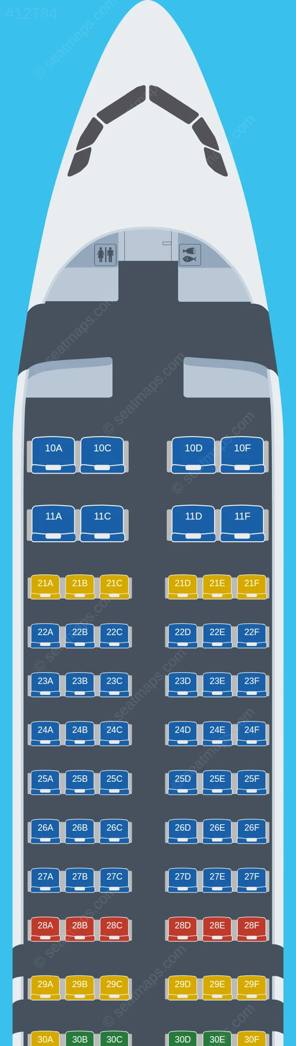 Uzbekistan Airways Airbus A320neo V.2 seatmap preview