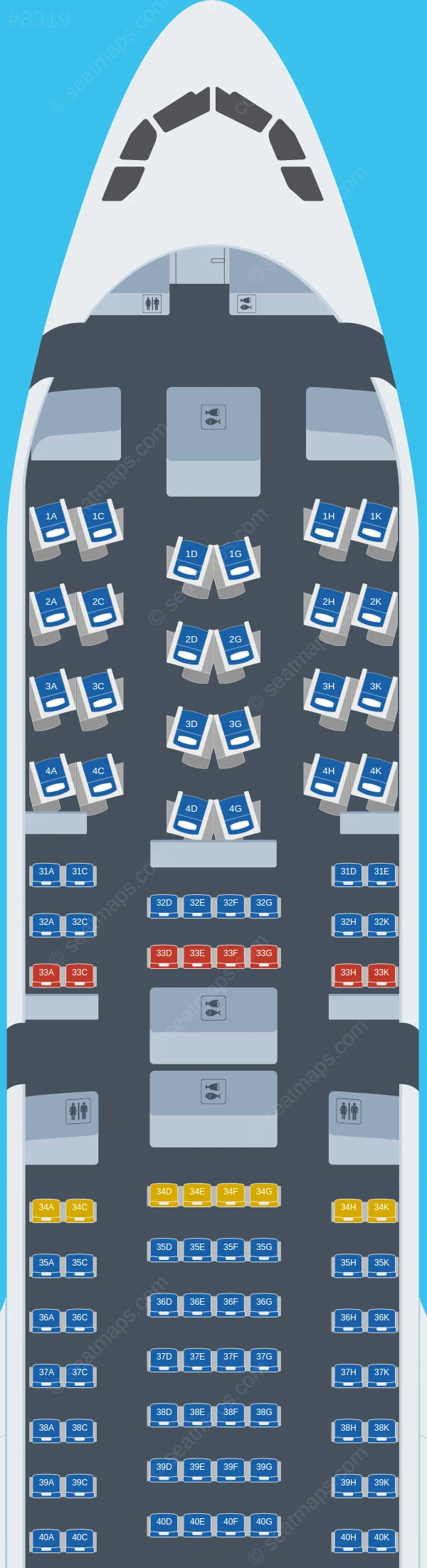 Sichuan Airlines Airbus A330-300 V.1 seatmap preview