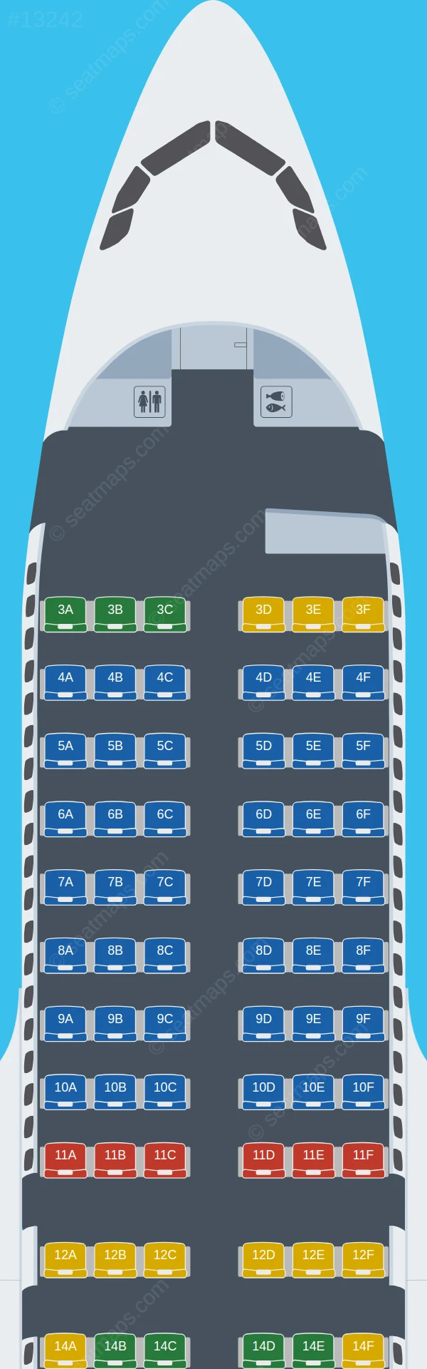 Global Crossing Airlines Airbus A319-100 seatmap preview