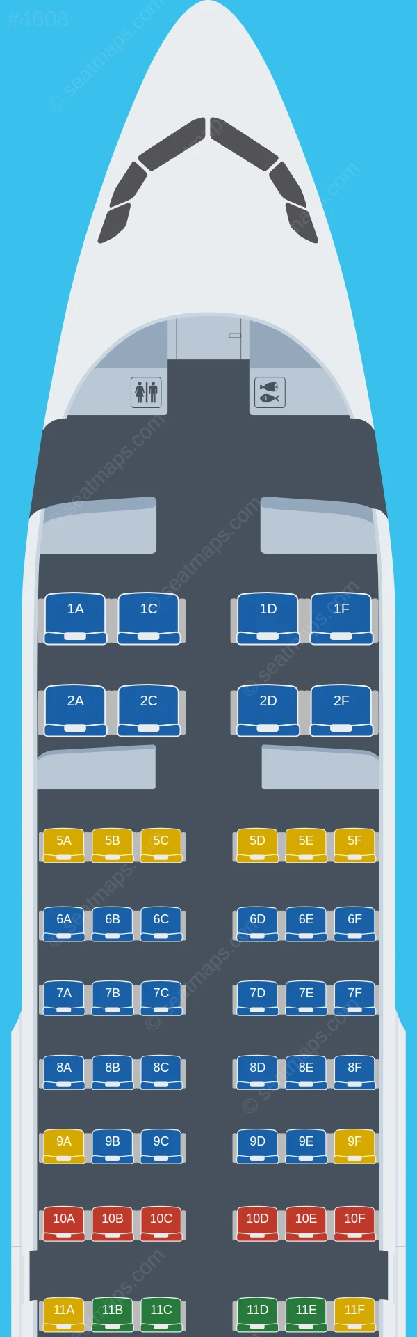 Xizang Airlines Airbus A319-100 seatmap preview