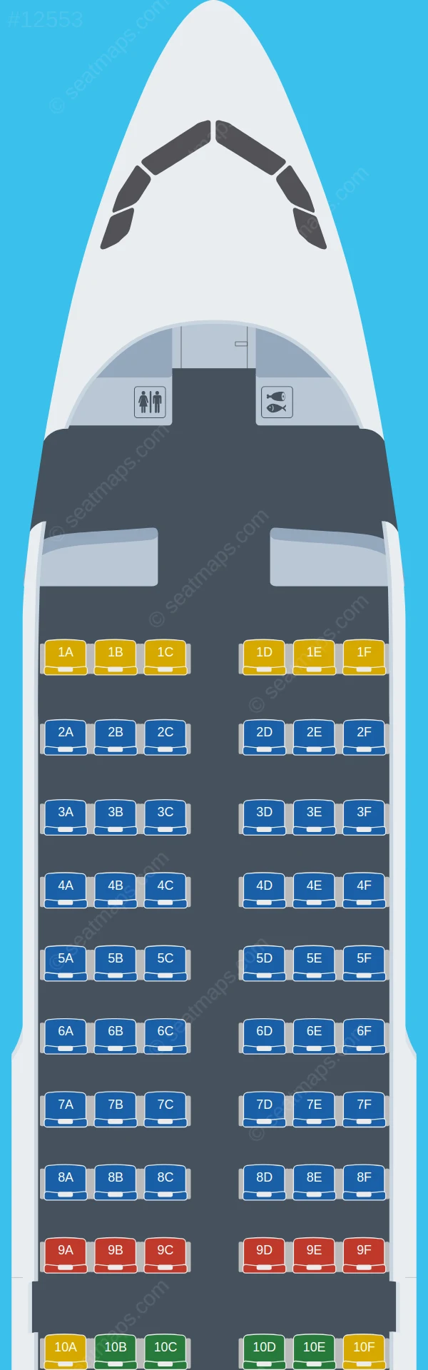 West Air Airbus A319neo seatmap preview