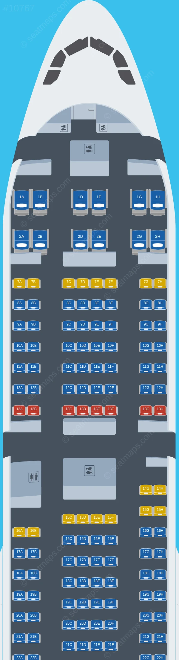 T'way Air Airbus A330-300 seatmap preview
