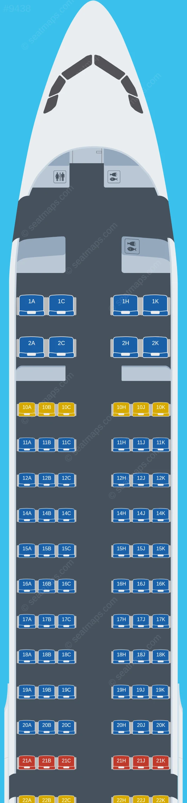 Asiana Airlines Airbus A321neo V.2 old seatmap preview