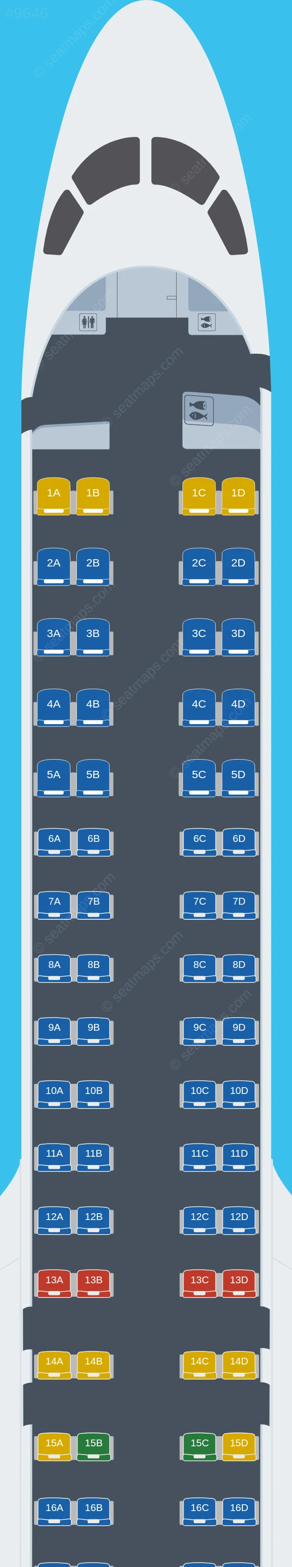 Azul Brazilian Airlines Embraer E195 E2 seatmap preview