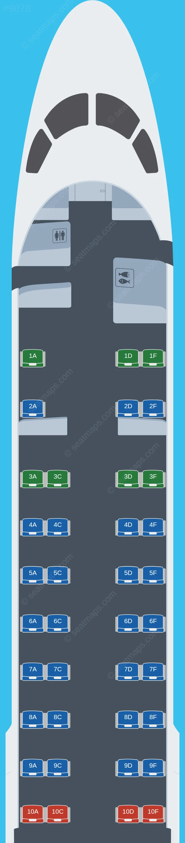 Myanmar Airways International Embraer E190 seatmap preview