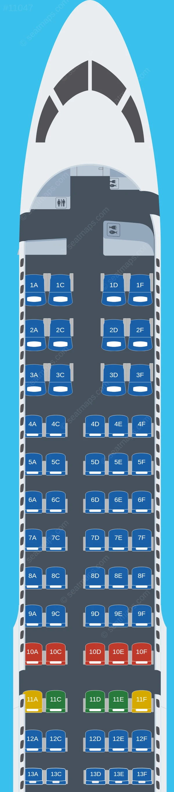 Breeze Airways Airbus A220-300 V.1 seatmap preview